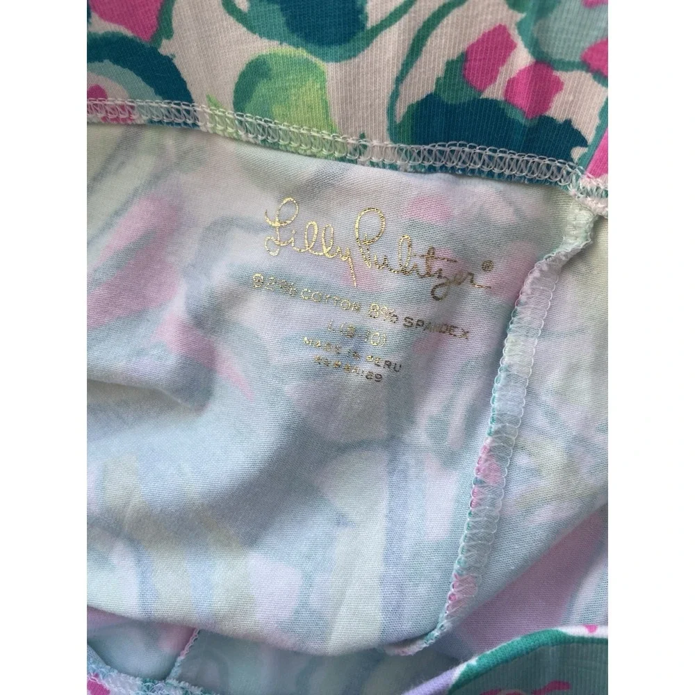 Lilly Pulitzer Maia Tie Hem Crop Leggings Girls Size L Early Bloomer Pink Floral